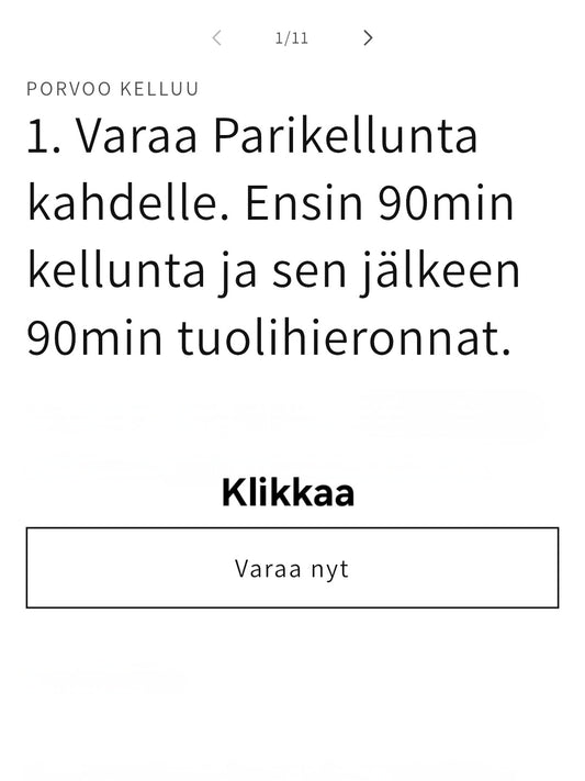 7.  Ohjeet Ajan varaus ennen 9.9.2025
Ostetuille Porvoo Kelluu Lahjakorteille ja Elämyslahjat lahjakorteille.