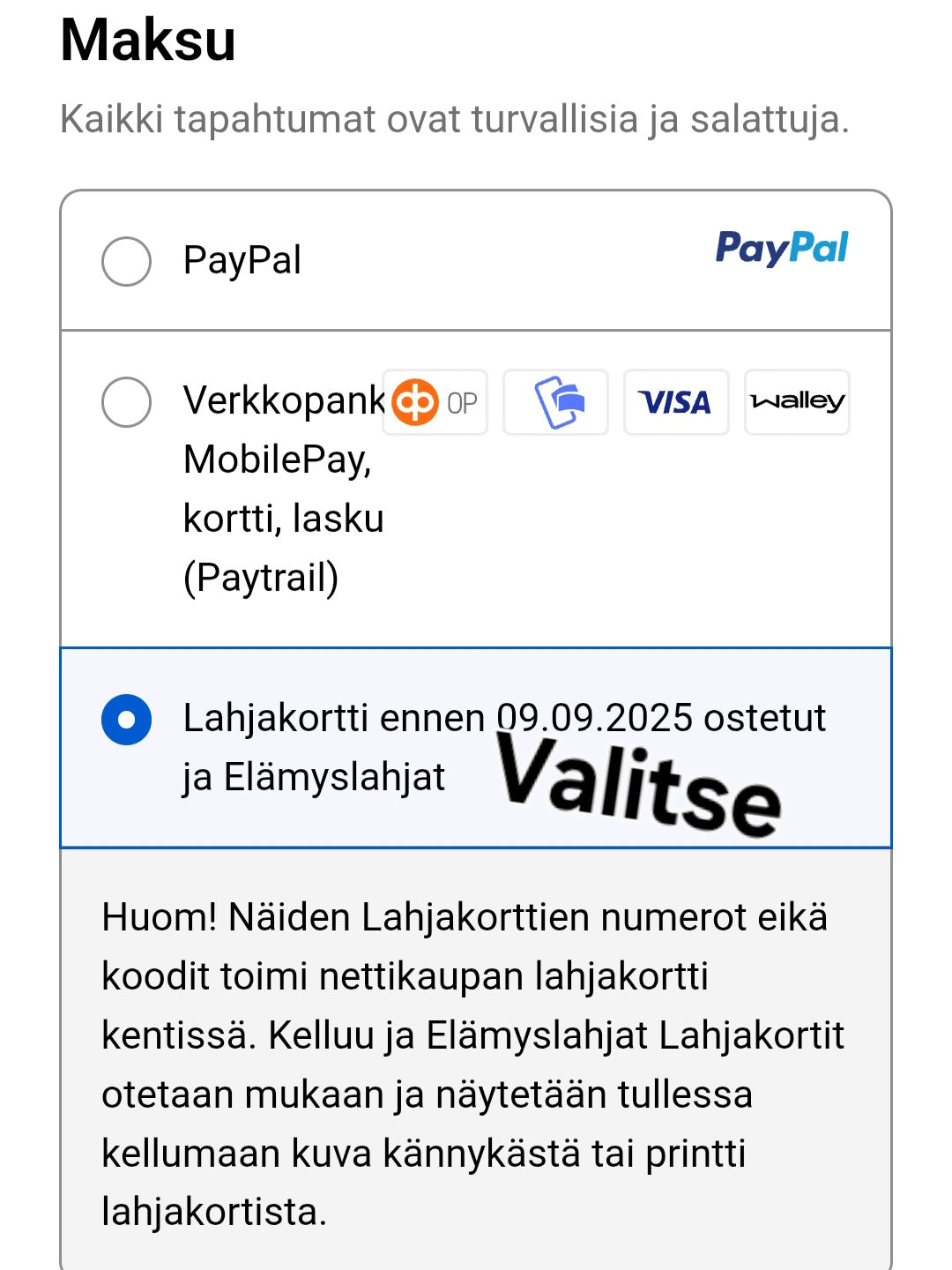 7.  Ohjeet Ajan varaus ennen 9.9.2025
Ostetuille Porvoo Kelluu Lahjakorteille ja Elämyslahjat lahjakorteille.