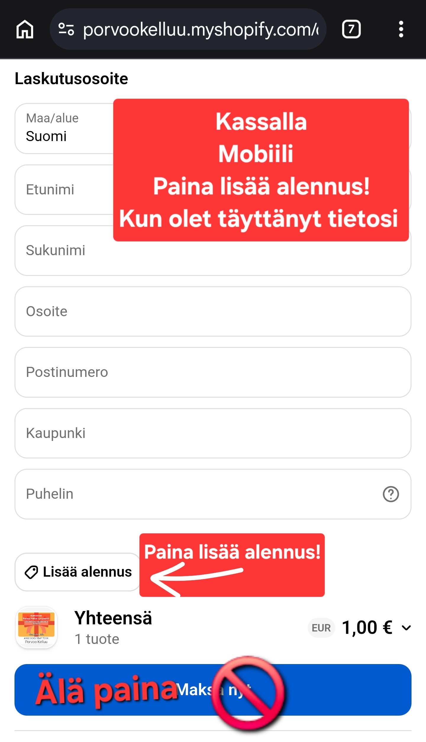 4. Ajanvaraus Parikellunta - Porvoo Kelluu Shopify-lahjakortti